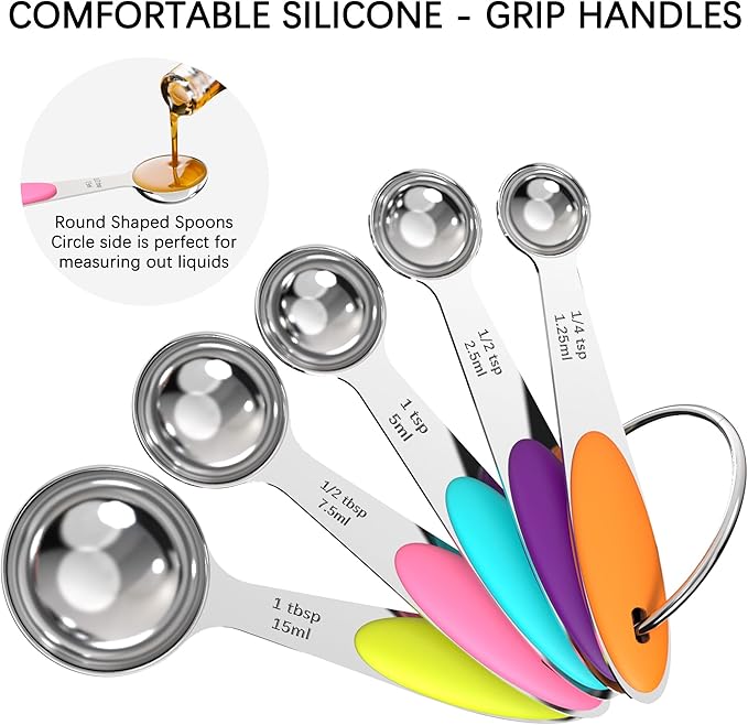 TILUCK Measuring Cups and Spoons Set, Stainless Steel, Kitchen Utensils for Cooking and Baking (10, Colorful)