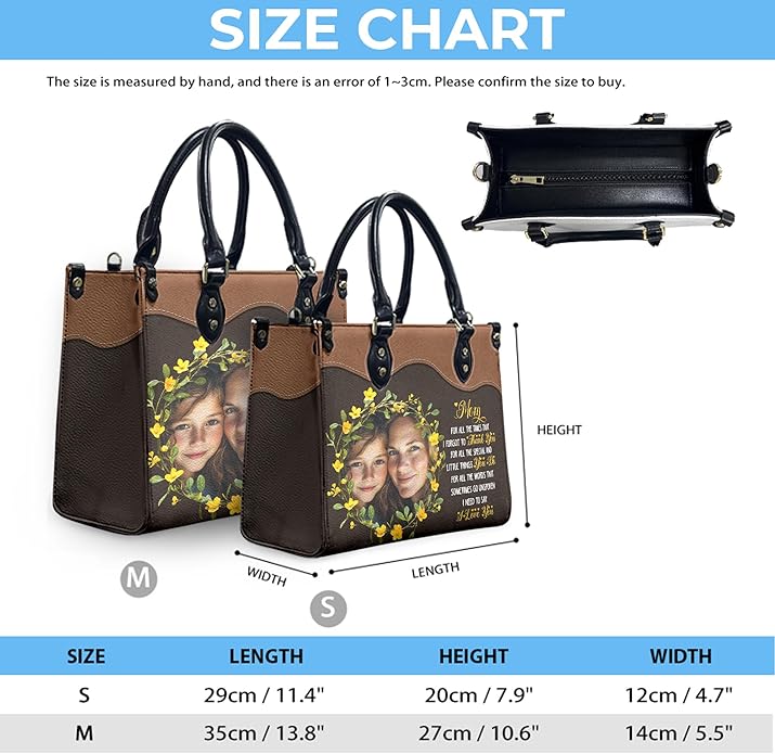 THUYPT Personalized Birth Flower Leather Bag for Mom, Women Faux Leather Handbags with Ziplock, Mother's Day Gifts