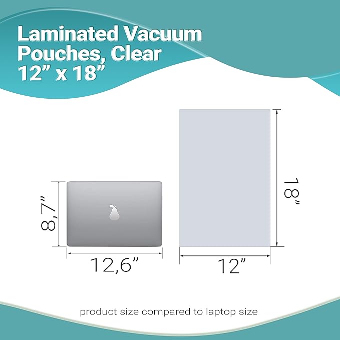 APQ Pack of 500 Co-Extruded Vacuum Pouches, Clear 12 x 18. Vacuum Food Bags 12x18. Thickness 3 mil. Polyethylene Bags for Packing and Storing. Perfect for Industrial, Food Service.
