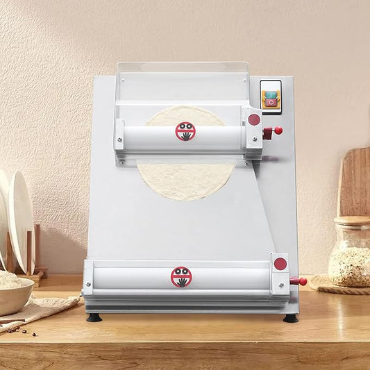 Electric Pizza Dough Sheeter Machine,Automatic Commercial Dough Roller Sheeter,Pasta Maker Machine for Icing Pizza,Pizza Press Stainless Steel for Bread Marzipan and Puff Pastry (370W)