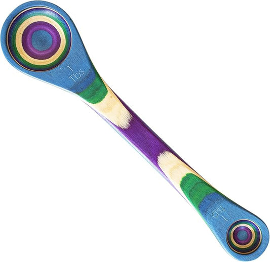 Totally Bamboo Baltique Mumbai Collection 2-in-1 Wooden Measuring Spoon with Tablespoon and Teaspoon Measurements