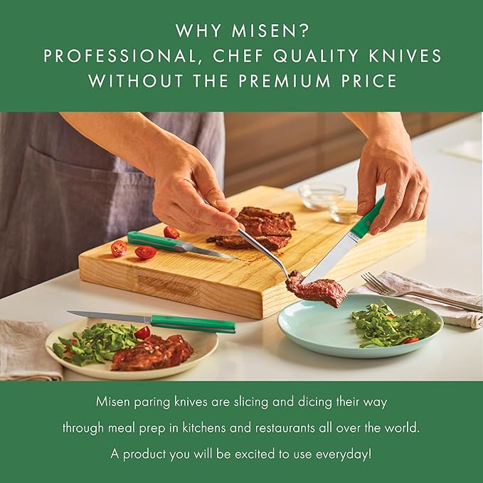 Misen 3.5" Paring Knife – Precision Kitchen Knife - High-Carbon Stainless Steel Blade – Ergonomic Handle for Peeling, Trimming, and Slicing – Lightweight, Versatile Tool for All Culinary Tasks - Green