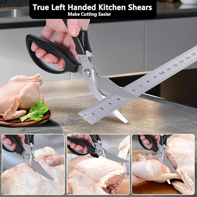 Left Handed Kitchen Scissors Poultry Shears and Can Opener, Peeler Set, Lefty Kitchen Tools Utensils for Left Hand People/Adults(4 in 1)