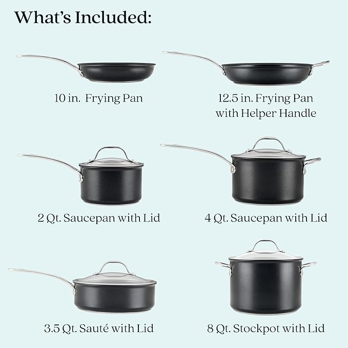 Anolon X Hybrid Nonstick Cookware Induction / Pots and Pans Set, 10 Piece - Dark Gray