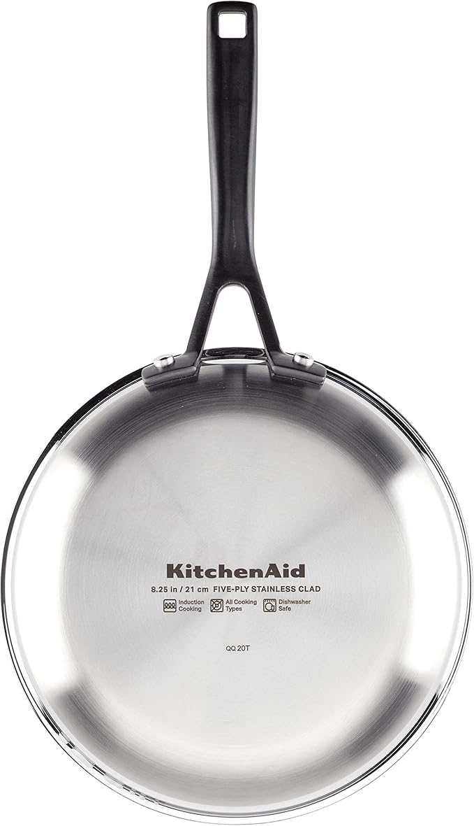 KitchenAid 5-Ply Clad Polished Stainless Steel Cookware Pots and Pans Set, 10 Piece