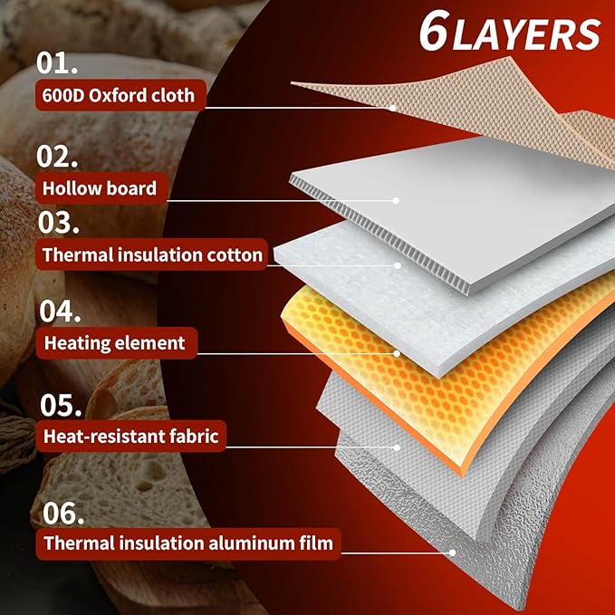 Wwyybfk Bread Proofing Box Foldable Dough Proofer Box with 68-131℉ Temp Control & 99H Timer for Sourdough, Bread Baking, Pizza, Yogurt, Kombucha, Space-Saving & 6-Layer Fabric