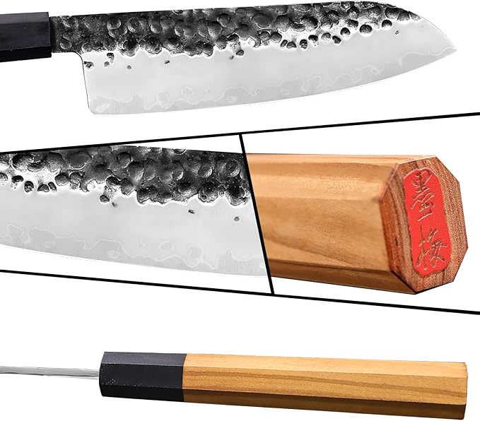 Santoku Chef’s Knife 7 Inch,Japanese Sharp Blade Kitchen Knife with Olivewood Handle And Beautiful Gift Box