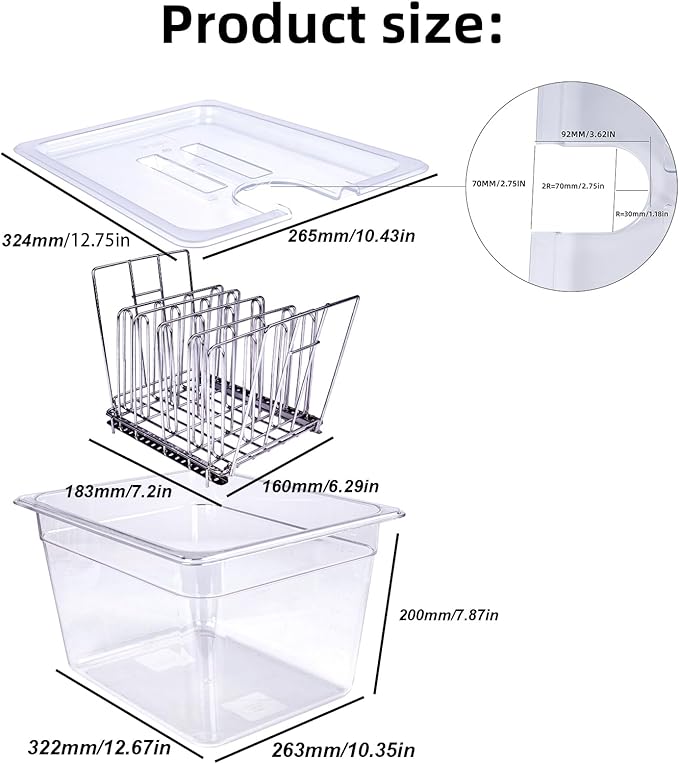 12 QT Sous Vide Container with Lid,Sous Vide Cookers Compatible with Anova, Joule, Nano, Wancle,Perfect for Chicken Beef Parties and Professionals (12 qt containers with lids and racks)