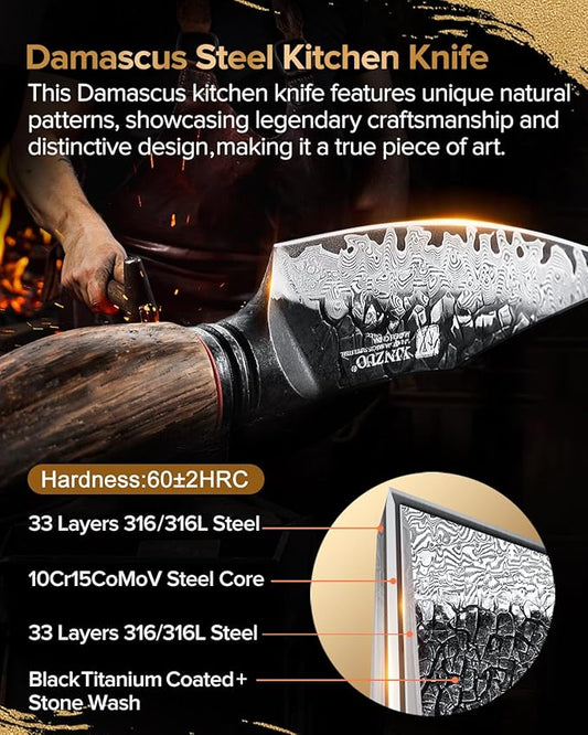 XINZUO Kitchen Paring Knife 4.2 Inch,Razor Sharp Hand Forged Damascus Steel Small Kitchen Knife For Peeling Coring Fruit With Ergonomic Handle