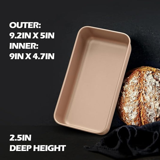 Leonyo 2 Pack Nonstick Loaf Pans for Baking Bread, 9IN x 5IN Stainless Steel Loaf Pans for Homemade Bread Baking, Meatloaf, Bananas, Brownies, Lasagnas, Oven Safe, Rose Gold