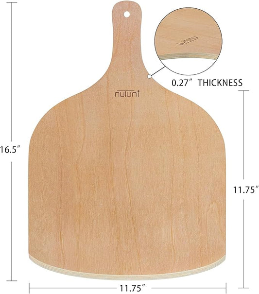 4 Pack Wooden Pizza Peel, 12 inch Premium Large Pizza Paddle with Wood Handle for Pizza Oven, Stone, Pan or Grill, Pizza Spatula for Baking Bread and Cake Indoor&Outdoor
