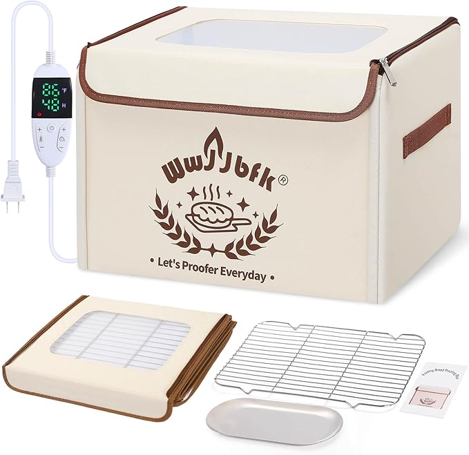 Wwyybfk Bread Proofing Box Foldable Dough Proofer Box with 68-131℉ Temp Control & 99H Timer for Sourdough, Bread Baking, Pizza, Yogurt, Kombucha, Space-Saving & 6-Layer Fabric