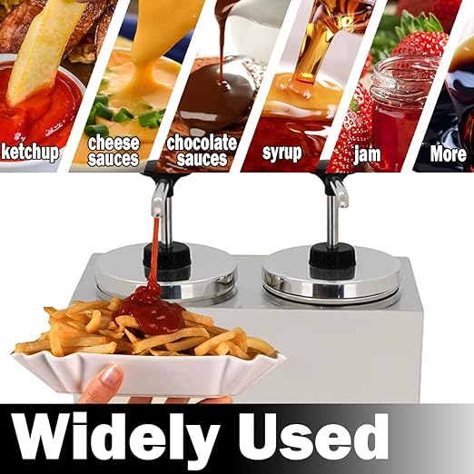 Electric Cheese Dispenser with Pump Hot Fudge Warmer 4.5 Quart Double Head Sauce Condiment Pump Station for Nacho Cheese Caramel Ketchup Syrup Butter,86-176℉