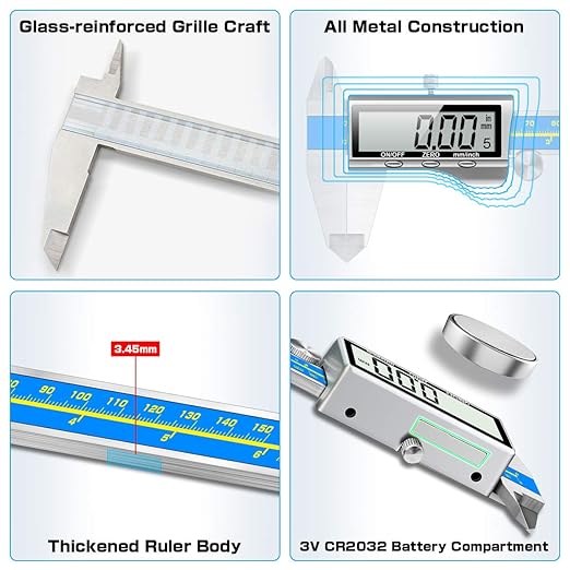 Caliper Measuring Tool Digital Caliper Industrial Quality Precision Electronic Vernier Caliper Inch/Millimeter Measurement Micrometer for Jewelry - Accuracy Ip54 Waterproof Caliper Measure Tool