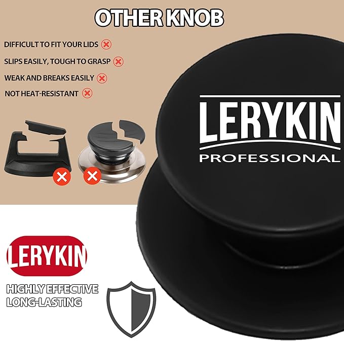 Replacement Silicone Knobs for Pot Lid, Soft Universal Pan Lid Handles - Heat Resistant and Non-Slip Holding Handle Knobs for Kitchen Cookware Lids and Covers - Dishwasher Safe (2 Pack)