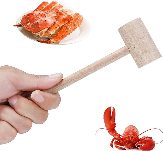 16 PCS Wooden Crab Mallets Natural Hardwood Lobster Hammers