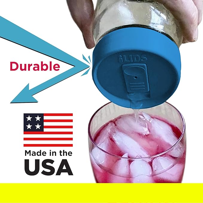 Mason Jar Drink Lid, Regular Mouth, Sky Blue, Pack of 2