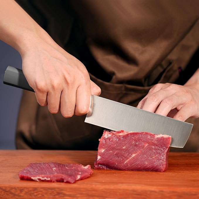 6 Inch Nakiri Knife, AR-RPM9 Steel & Replaceable Handle, Multipurpose Meat Cleaver Vegetable Chef Knife with Oak Sheath, Gift for Home Chefs