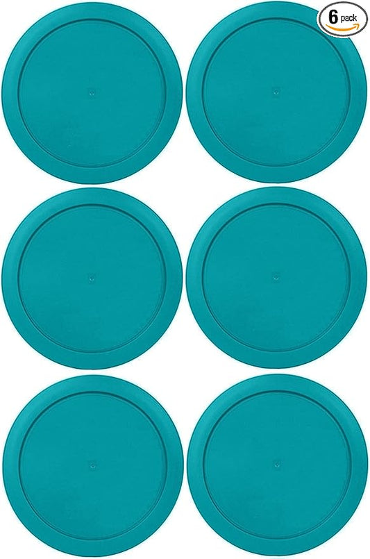 2 Cup/470 mL Turquoise Replacement Lids/Covers for Pyrex 7200-PC, 2 Cup/16oz Anchor Hocking & Klare Ware Storage Bowls *Lids Only* - *Glass Container Not Included* (6 Pack, Turquoise)