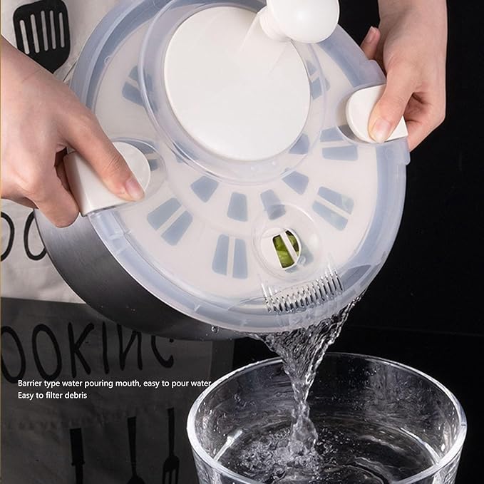Salad Spinner, Stainless Steel Multifunctional Large Capacity Lettuce Vegetable Fruit Dryer Drain Basket for Home Restaurant