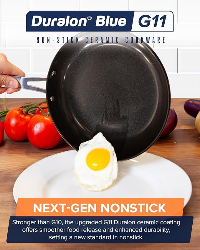 Nuwave Healthy G11-Pots and Pans Set Non Stick, 9H Near-Diamond Hardness Scratch-Resistant, Works on All Stovetops, PFAS Free, with Frying Pans, Saucepans & Glass Lids, Stay-Cool Handles, Copper