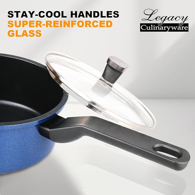 Nonstick Sauce Pan with Lid,1.5QT small pot, PFOA Free,Kitchen Pots Induction Pot,Blue