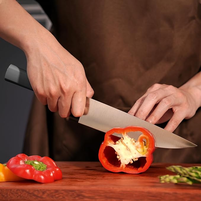 8 Inch Chef Knife, AR-RPM9 Steel & Ergonomic Handle Cooking Knife, Ultra Sharp Professional Kitchen Knife with Oak Sheath, Gift for Home Chefs