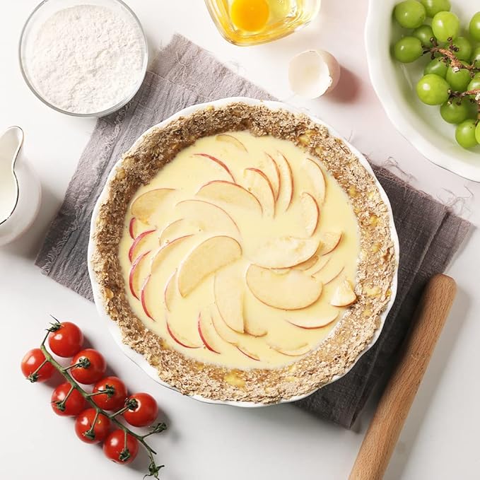 Sweejar Ceramic Pie Pan, 10 Inch Round Baking Dish, Non-Stick with Soft Wave Edge for Apple, Pumpkin, Pot Pies (Gradient Gray)