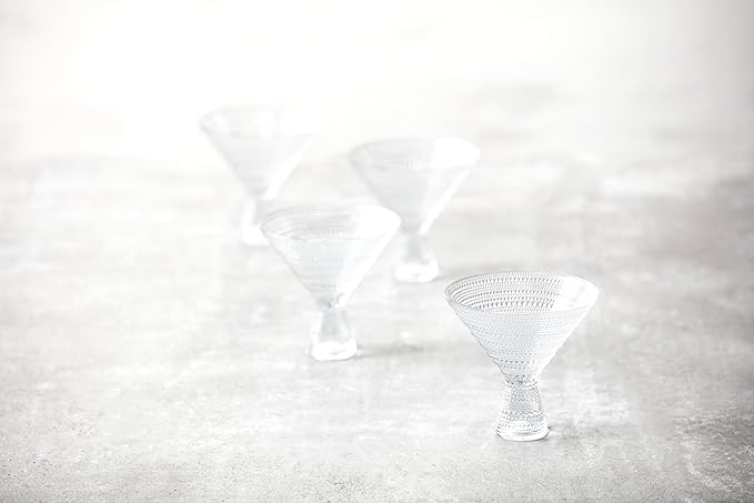Fortessa Jupiter Beaded Hobnail Glass, 11.5 Ounce Martini (Set of 4), Clear