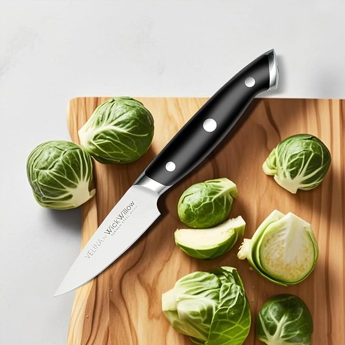3.5" Paring Knife β Razor Sharp German Steel DIN1.4116 β Precision Fruit & Vegetable Knife for Peeling & Trimming β Full Tang & Ergonomic Handle β Gift Box β Velina Series