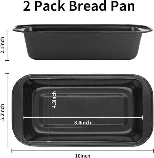 2PCS Nonstick Bread Pan - 8” x 4” Carbon Steel Loaf Baking Pans, Dishes,Rectangle Baking Supplies for Homemade Bread, Meatloaf, Cakes, Sourdough, Brownies, and Lasagnas