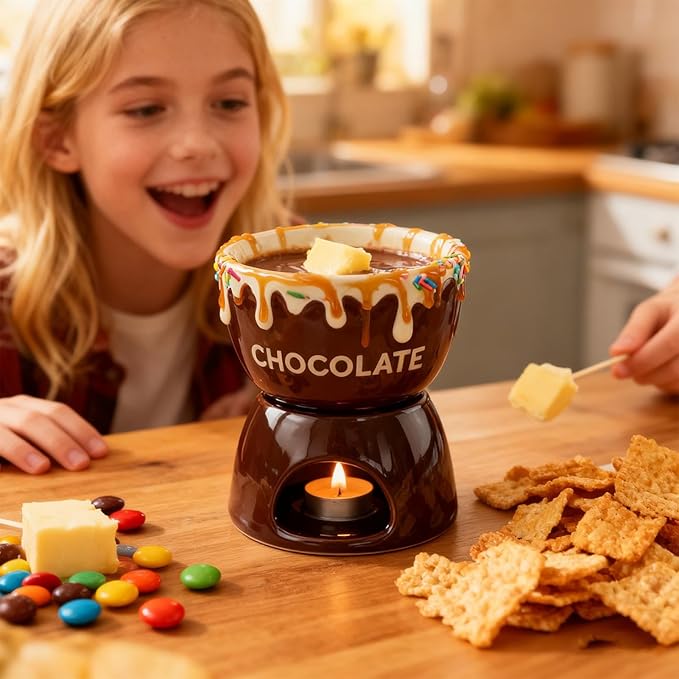 Chocolate Melting Cup, Chocolate Fondue Mug, Personal Ceramic Cheese Melting Cup, Butter Melt Fondue Mugs Set For Dinner Appetizer Sauce Cheese Candy Bread Caramel Birthday Wedding Picnics Party Cooks