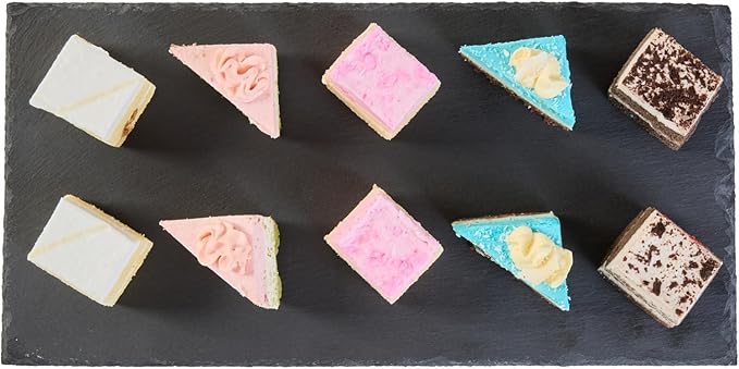 Restaurantware Slate Serving Trays 4 Pack of 11.8" x 6" Foam Feet Charcuterie Stone Plates Rustic Edges Freezable Black Serving Display Cheese Boards for Kitchen, Gourmet, Dining, Parties