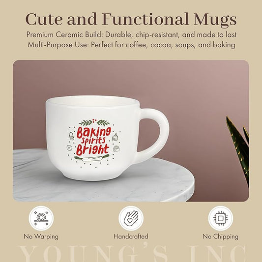 Young's Inc Large Ceramic Coffee Mug, Floral Print Mug, Unique Cups for Tea, Coffee, Cold Drinks, Gift for Coffee Lovers, Cooks, Birthday, Microwave-Safe Dishwasher Safe Kitchen Decor, 4.5-inch