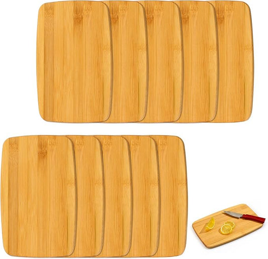 Yinkin 10 Pcs Wood Cutting Board Bamboo Wooden Chopping Board Charcuterie Serving Tray Bulk Laser Engraving Blanks for Pizza Bread Cheese Fruit Kitchen DIY Personalized Housewarming Gifts, 6 x 9 Inch