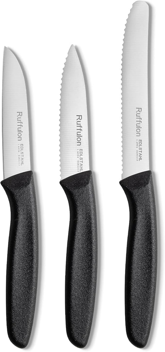 Vegetable and fruit knife set of six, high carbon stainless steel paring knife with ergonomic PP plastic handle, sharp, super sharp kitchen knife set.