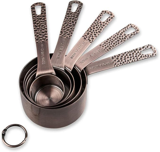 Smithcraft Copper Measuring Cups Set, Stainless Steel Measuring Cups, Copper Plated Measuring Cups, 5 Measurer cups, Metal Measurement Cups