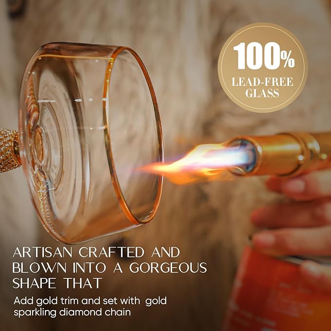 Gold Martini Glasses,Coupe Glass set of 4,Cocktail Glasses,Gold Rimmed&Rhinestones,Margarita Glass,Champagne Tower,Scocktail,Art Deco Glassware,Home Parties,9OZ