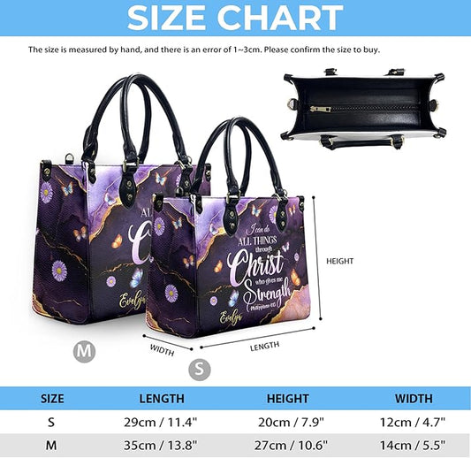 THUYPT Personalized Christian Leather Handbags, Handbag & Purse With Bible Verse Religious Tote Bag, Gift for Women