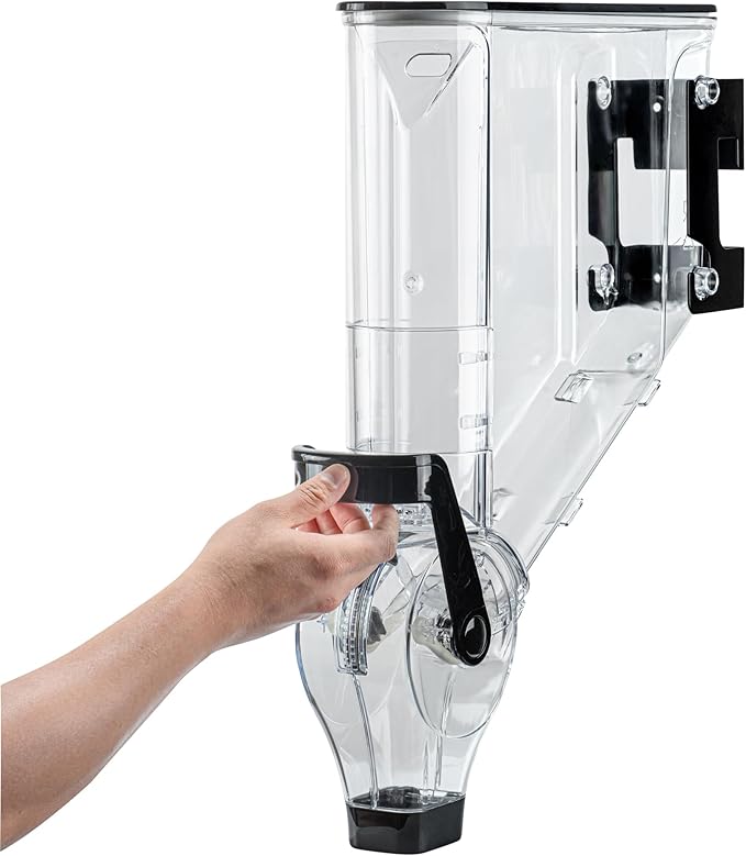 Restaurantware-Met Lux 2.1 Gallon Dry Food Dispenser, 1 Airtight Cereal Dispenser - Wall-Mounted, Single Control, 1 Black Plastic Grain Holder, For Snacks, Nuts, Or Coffee Beans