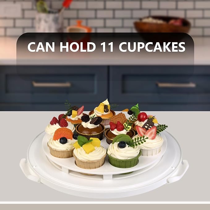10 inch Round Cake Carrier Box with Lid and Handle, Transportation Insulated Bag for Cakes, Cupcakes and Pies, Triple Locking Design for Safe Transportation (Purple, 5.5 Inches High)