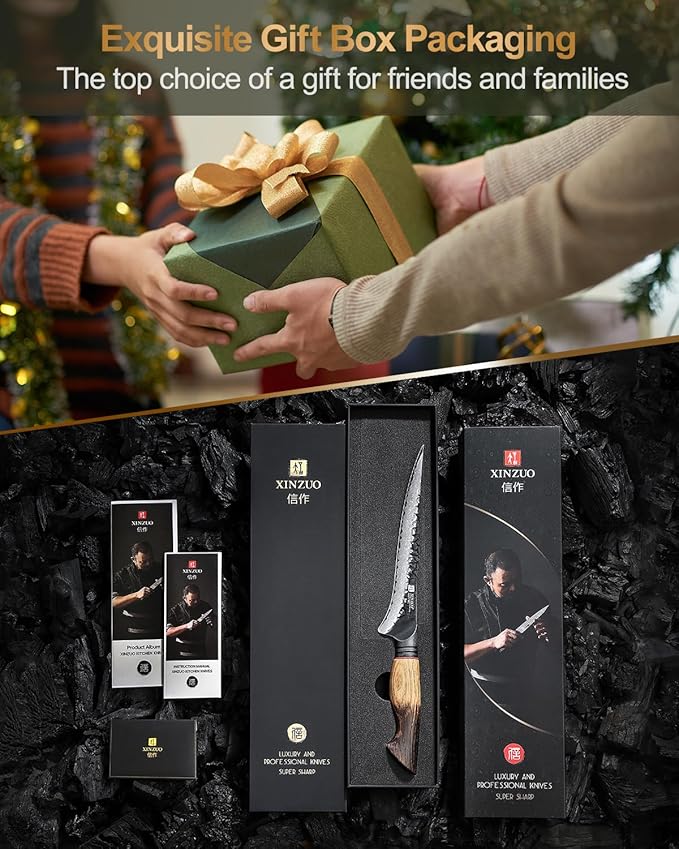 XINZUO 7.5 Inch Fillet Knife For Fish,Damascus Super Steel Boning Knife For Meat Chicken Cutting, Professional Sharp Kitchen Fishing Fillet Knife With Ergonomic Handle