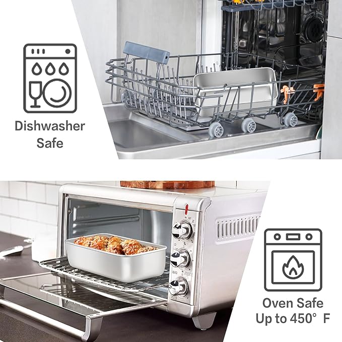 E-far Bread Pans for Homemade Bread, 14 Pack 9 x5 Inch Stainless Steel Loaf Pans, Rectangle Metal Bakeware for Baking Banana Loaf Meatloaf Brownies, Healthy & Non Toxic, Easy Release & Dishwasher Safe