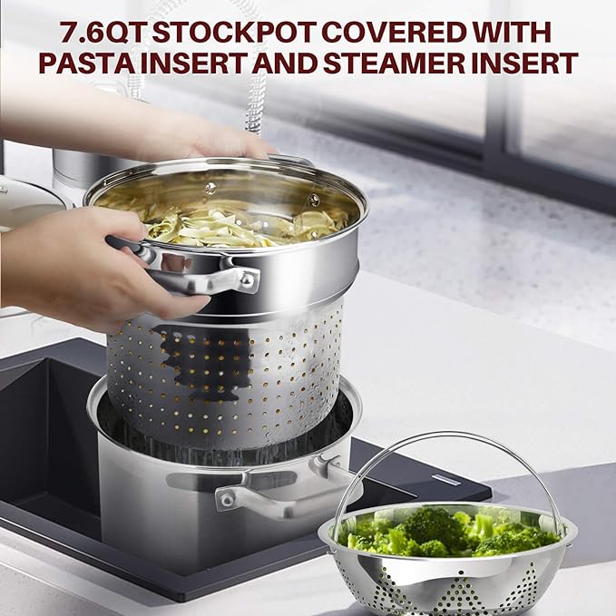 Duxtop Professional Stainless Steel Induction Cookware Set, 19PC Kitchen Pots and Pans Set, Heavy Bottom with Impact-bonded Technology