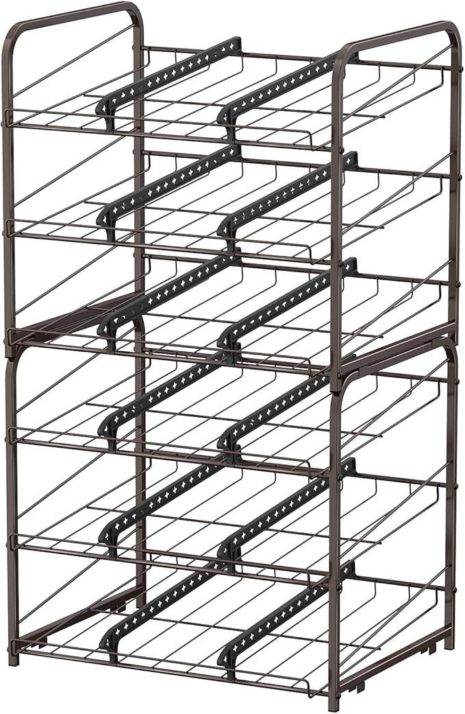 Can Organizer for Pantry Stackable 2 Pack, Can Storage Organizer Rack Stacking Can Dispensers Small Space Holds up to 36 Cans for Pantry, Kitchen, Cabinet- Brown