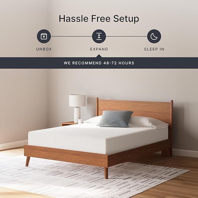 Signature Design by Ashley Twin Size Chime 12 Inch Medium Firm Memory Foam Mattress with Green Tea & Charcoal Gel for Pressure Relief, Fiberglass Free, Mattress In A Box
