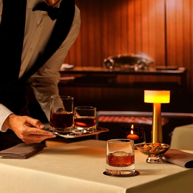 NUDE Whiskey Glasses Set of 2 SOF – 8.75 oz Lead-Free Crystal Old Fashioned Rocks Glasses for Whisky, Scotch & Bourbon – Alba by Joe Doucet, Hand-Engraved Tartan, Heavy Base, Hand Wash Recommended