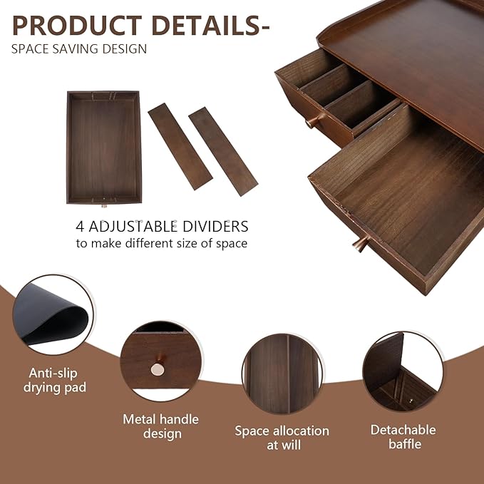 Wooden Coffee Pod Holder Coffee Pods and Tea Organizer Holder Compatible with Keurig Pod & K-Cup | 30 Pod Capacity