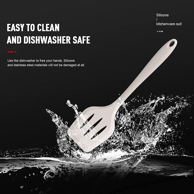 Silicone Cooking Utensils Set - 446°F Heat Resistant Kitchen Utensils,Turner Tongs,Spatula,Spoon,Brush,Whisk,Kitchen Utensil Gadgets Tools Set for Nonstick Cookware,Dishwasher Safe (BPA Free)
