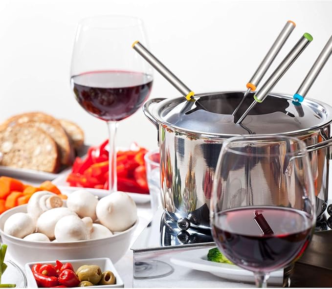 12 Pcs 9.5 Inch Fondue Forks with Heat Resistant Handle Stainless Steel Fondue Sticks for Cheese Pot Chocolate Roast Marshmallows Meat